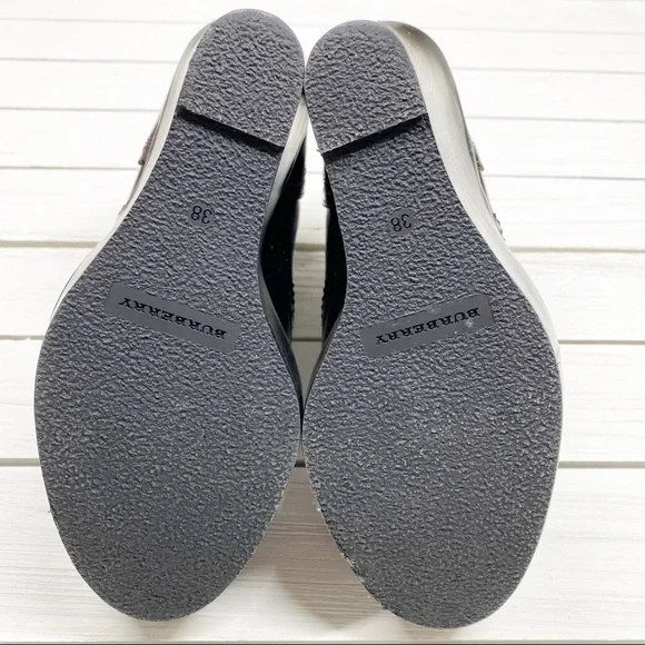 BURBERRY Brogue Chelsea Detailed Wedge Polished Leather Ankle Boots 38 - Picture 9 of 16